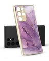 Shop Purple Gold Marble Metallic Gold Premium Glass Case for Samsung Galaxy S22 Ultra 5G-Front