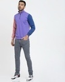 Shop Men's Purple Contrast Sleeve Color Block Half Zipper Sweatshirt-Full
