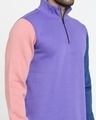 Shop Men's Purple Contrast Sleeve Color Block Half Zipper Sweatshirt