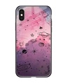 Shop Space Doodles Printed Premium Glass Cover for iPhone X(Shock Proof, Lightweight)-Front