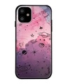 Shop Space Doodles Printed Premium Glass Cover for iPhone 11(Shock Proof, Lightweight)-Front