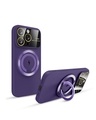 Shop Purple Silicon Magsafe Case with Stand for Apple iPhone 15 Pro Max-Front