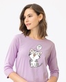 Shop Purrfect Kitty Round Neck 3/4th Sleeve T-Shirt-Front