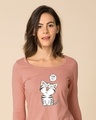 Shop Purrfect Kitty Scoop Neck Full Sleeve T-Shirt-Front