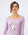 Shop Purrfect Kitty Scoop Neck Full Sleeve T-Shirt-Front