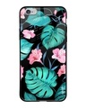 Shop Leaves & Pink Flowers Printed Premium Glass Case for Apple iPhone 6 (Shock Proof, Scratch Resistant)-Front