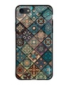 Shop Blue Retro Art Printed Premium Glass Cover For (Apple Iphone 7)-Front
