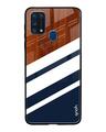 Shop Bold Stripes Glass Case For Samsung Galaxy M31 Prime-Front
