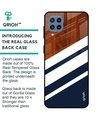 Shop Bold Stripes Glass Case For Samsung Galaxy M32-Back