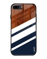 Shop Brown & Blue Bold Stripes Printed Premium Glass Cover For (Apple Iphone 7 Plus)-Front