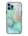 Shop Green Marble Glass Case For Iphone 13 Pro-Front