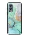 Shop Green Marble One Plus Nord 2 Premium Glass Case (Gorilla Glass & Shockproof Anti-Slip Silicone)-Front