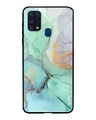 Shop Green Marble Glass Case For Samsung Galaxy M31 Prime-Front