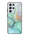 Shop Green Marble Glass Case For Samsung Galaxy S21 Ultra