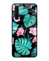 Shop Tropical Leaves & Pink Flowers Glass Case For Oneplus Nord-Front