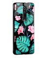 Shop Tropical Leaves & Pink Flowers Glass Case For Redmi Note 9 Pro-Design