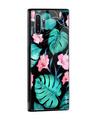 Shop Samsung Galaxy A51 Tropical Leaves & Pink Flowers Glass Case-Design