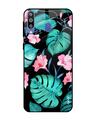 Shop Tropical Leaves & Pink Flowers Glass Case For Samsung Galaxy M40-Front