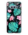 Shop Tropical Leaves & Pink Flowers Glass Case For Samsung Galaxy S10e-Front
