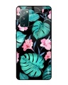Shop Tropical Leaves & Pink Flowers Glass Case For Samsung Galaxy S20 Fe-Front