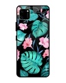 Shop Tropical Leaves & Pink Flowers Glass Case For Realme C11-Front