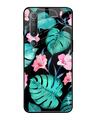 Shop Tropical Leaves & Pink Flowers Glass Case For Xiaomi Mi 10 Pro-Front