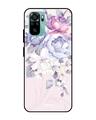Shop Elegant Floral Glass Case For Xiaomi Redmi Note 10s-Front