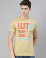 Shop Men's Beige Organic Cotton Half Sleeves T-Shirt-Front