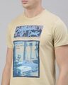 Shop Men's Beige Organic Cotton Half Sleeves T-Shirt
