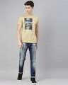 Shop Men's Beige Organic Cotton Half Sleeves T-Shirt-Full