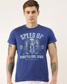 Shop Men's Plus Size Blue Organic Cotton Half Sleeves T-Shirt-Front