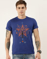 Shop Men's Plus Size Blue Organic Cotton Half Sleeves T-Shirt-Front