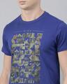 Shop Men's Plus Size Blue Organic Cotton Half Sleeves T-Shirt