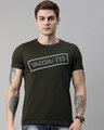 Shop Men's Plus Size Green Organic Cotton Half Sleeves T-Shirt-Front