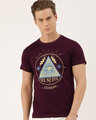 Shop Men's Plus Size Maroon Organic Cotton Half Sleeves T-Shirt-Front