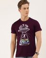 Shop Men's Plus Size Maroon Organic Cotton Half Sleeves T-Shirt-Front