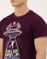 Shop Men's Plus Size Maroon Organic Cotton Half Sleeves T-Shirt-Full