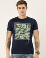 Shop Men's Plus Size Navy Organic Cotton Half Sleeves T-Shirt-Front