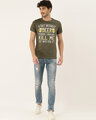 Shop Men's Plus Size Olive Organic Cotton Half Sleeves Graphic Printed T-Shirt-Full