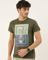 Shop Men's Plus Size Olive Organic Cotton Half Sleeves Graphic Printed T-Shirt-Front