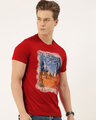 Shop Men's Plus Size Red Organic Cotton Half Sleeve T-Shirt