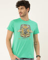 Shop Men's Plus Size Teal Organic Cotton Half Sleeves T-Shirt-Front