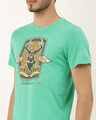 Shop Men's Plus Size Teal Organic Cotton Half Sleeves T-Shirt-Full