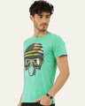Shop Men's Plus Size Teal Organic Cotton Half Sleeves T-Shirt-Design