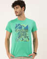 Shop Men's Plus Size Teal Organic Cotton Half Sleeves T-Shirt-Front