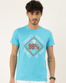 Shop Men's Plus Size Turquoise Blue Organic Cotton Half Sleeves T-Shirt-Front