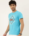 Shop Men's Plus Size Turquoise Blue Organic Cotton Half Sleeves T-Shirt-Design