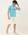 Shop Men's Plus Size Turquoise Blue Organic Cotton Half Sleeves T-Shirt