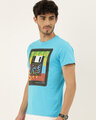 Shop Men's Plus Size Turquoise Blue Organic Cotton Half Sleeves T-Shirt-Design