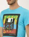 Shop Men's Plus Size Turquoise Blue Organic Cotton Half Sleeves T-Shirt-Full